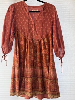 Spell Rust Floral Tiered Midi Dress